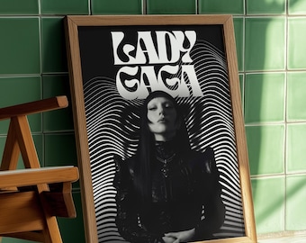 Poster tipografico di Lady Gaga / Stampa artistica in bianco e nero / Arte murale stampabile / Download digitale / Regalo per gli amanti della musica / Decorazione estetica per la stanza