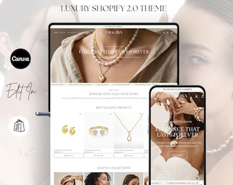 Tema de Shopify para joyería 2.0 / Plantilla de sitio web de Shopify para joyería fina de lujo / Tema de Shopify editable / Fácil configuración + personalizable