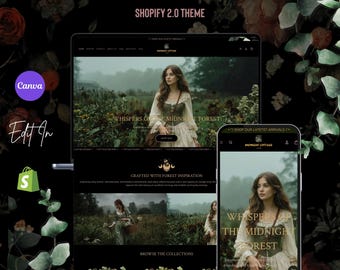 Dark Cottagecore Shopify Theme | Black Shopify Theme | Witchy Shopify Theme |  Forest Theme Shopify Store | Shopify Theme 2.0
