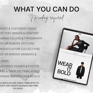 Easy to customize Shopify clothing theme with drag and drop sections, no coding required, and full design control
