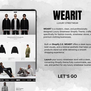 Luxury streetwear Shopify 2.0 theme overview with bold visuals, clean typography, and premium fashion branding