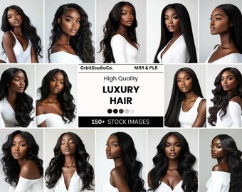 Fotos de stock de retratos de melanina de cabello de lujo, imágenes de stock de belleza y extensiones de cabello con melanina para sitios web y redes sociales, MMR y PLR