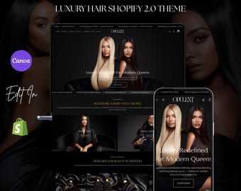 Luxury Hair Black  Shopify Theme, Hair Extension & Wigs Shopify Theme, Hair Stylist Shopify Theme, Premium Shopify Design, Bonus Stock Image