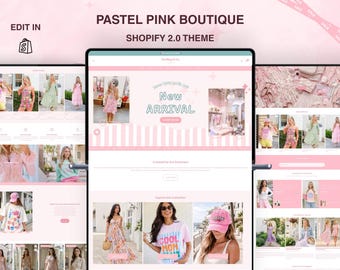 Pastel Pink Boutique Shopify Theme | Feminine Shopify Theme | Cute Shopify Theme | Pink Shopify Store | Shopify OS 2.0