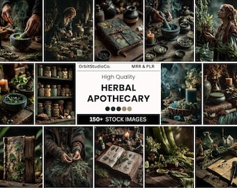 Más de 150 imágenes de boticarios herbales / Fotos botánicas de brujas sin rostro / Paquete espiritual de bienestar terroso / Licencia MRR y PLR
