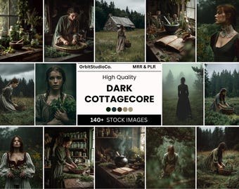 Más de 140 imágenes de archivo de estilo cottagecore oscuro / Fotos de archivo de estilo cottagecore sin rostro / Fotos de archivo botánicas / Fotos de boticarios herbales / MRR y PLR