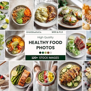 Puede incluir: Un collage de imágenes de alta calidad que muestran alimentos saludables. Incluye cuencos con ensalada, quinoa y fruta, junto con platos de pollo y pescado a la parrilla, todos con una presentación profesional.