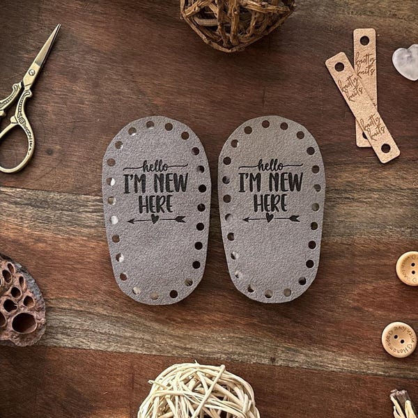 Baby Bootie Soles, Newborn, 0-3 months, Slippers, Soles, Classic Crocheted Booties, hello, I’m New Here, Charcoal, Black