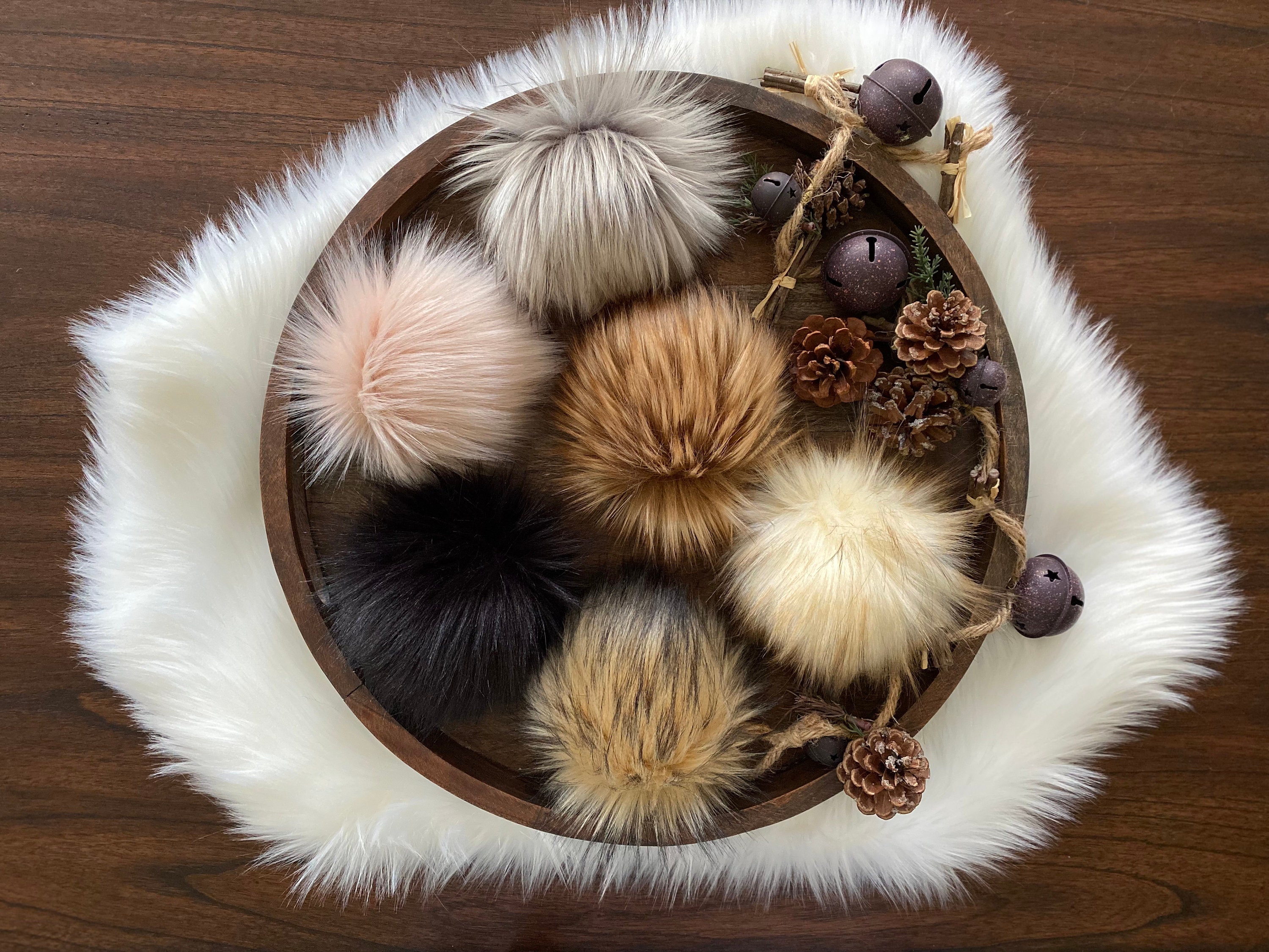 Extra Large Faux Fur Pom Poms with Snap – Serial Knitters Yarn Shop