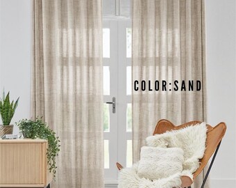 Linen Look Sheer Curtain | Custom Size Sheer Fabric