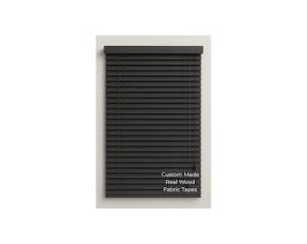 50 mm Real Basswood Venetian Blind – Anthracite – Custom Wooden Window Blind
