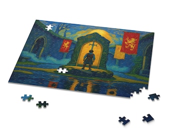 Van Gogh Style King Arthur Puzzle: Sword in the Stone Scene