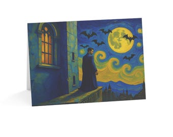 Tarjeta de felicitación de Drácula de Van Gogh: postal de arte gótico vampírico