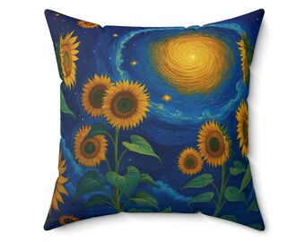 Cuscino con girasoli di Van Gogh – Stampa artistica floreale Notte stellata