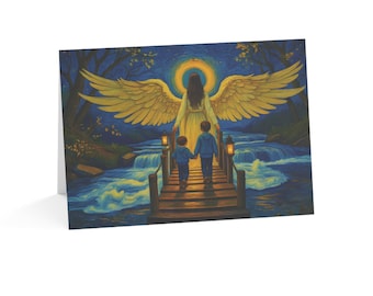 Tarjeta del Ángel de la Guarda: Arte estilo Van Gogh, don espiritual