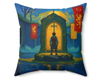 Van Gogh King Arthur Sword Pillow: Artful Legend Decor