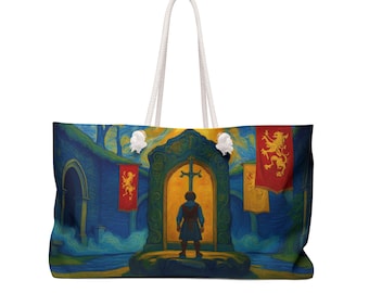 Van Gogh Inspired King Arthur Tote Bag - Sword in the Stone Art