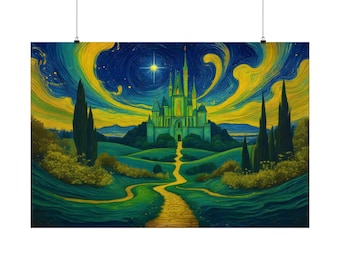 Van Gogh Wizard of Oz Emerald City Art Print: Whimsical Fantasy Decor