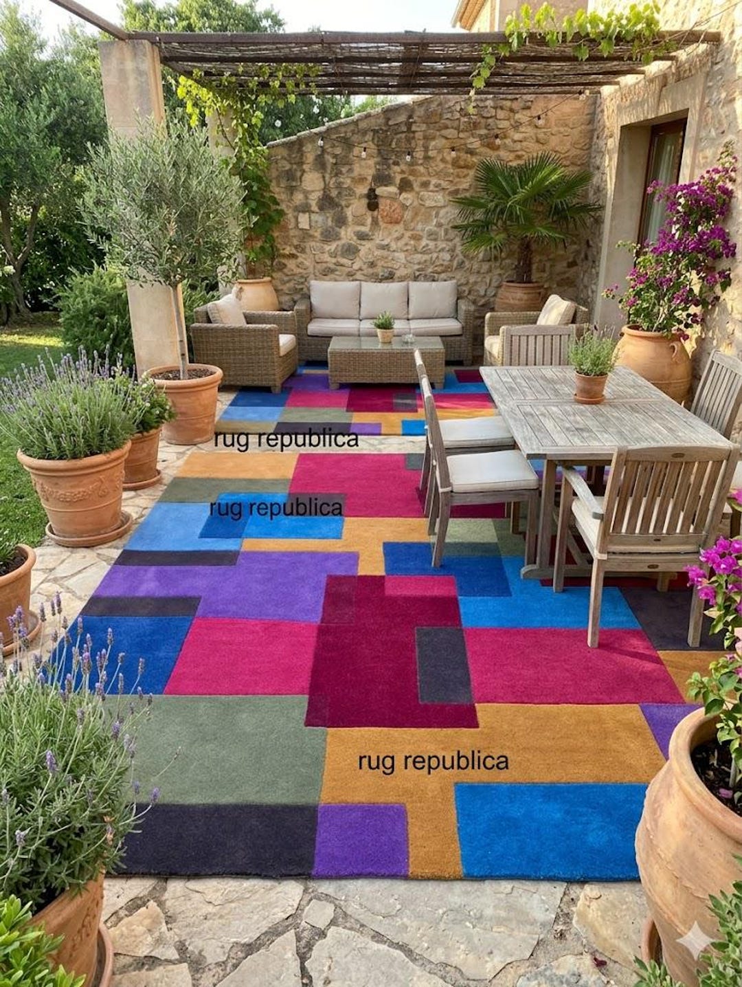 8x10 Hand-tufted Woolen Area Rug – Bauhaus Geometric Color Block - Etsy
