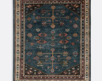Keyton Navy Blush Hand Knotted Woolen Area Rug 3x5 4x6 5x8 6x9 8x10 9x12