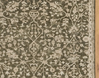 8x10 9x12 Green Flower Peresian Oushak Turkish Hand Knotted Woolen Area Rug