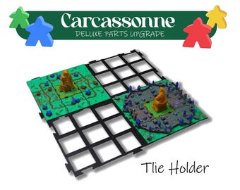 3D Printed Tile Grid Tray, Compatible with Carcassonne, Karak, Cacao & More, Board Game Tile Holder(9 Grids Each)