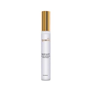 Op de afbeelding: Een witte cosmetische tube met een gouden dop. De tube heeft de tekst "FACE LIFT" en de merknaam "neosino" erop gedrukt. Het product is ontworpen om rimpels te verminderen en de huid te verstevigen.