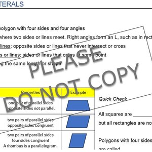 Quadrilaterals Homeschool Elementary Classroom Printable Worksheet