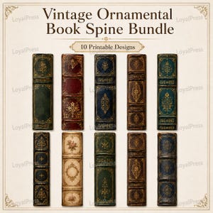 Vintage sierboek ruggengraat junk journal kit, antieke bibliotheek afdrukbare kortstondige