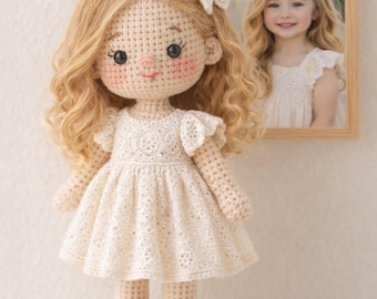 Custom Crochet Doll From Photo, Personalized Handmade Mini Me Plush, Girl Doll, Amigurumi Plush, Birthday Gift for Daughter, Keepsake Family