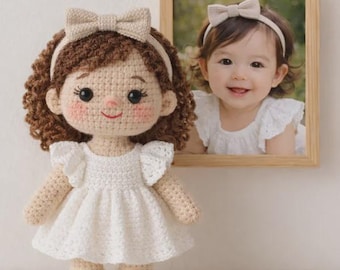 Custom Crochet Doll From Photo Personalized Baby Gift Handmade Amigurumi Keepsake Birthday Christmas Gift Mini Me Doll