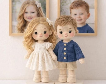 Custom Crochet Doll From Photo Personalized Baby Gift Handmade Amigurumi Keepsake Birthday Christmas Gift Mini Me Doll
