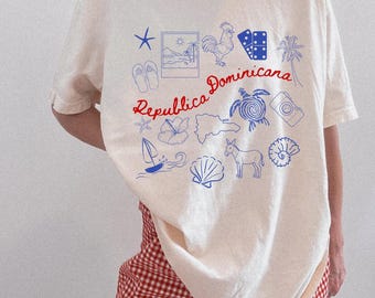 Republica Dominicana Graphic T-Shirt | Dominican Heritage Graphic Tee, Island Doodle Shirt, Unisex Front Print Top