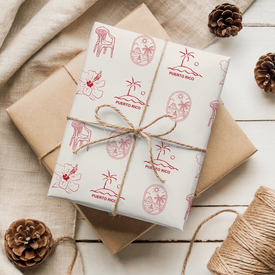 Puerto Rico Wrapping Paper: Aesthetic Puerto Rican Gift Wrap, Neutral ...