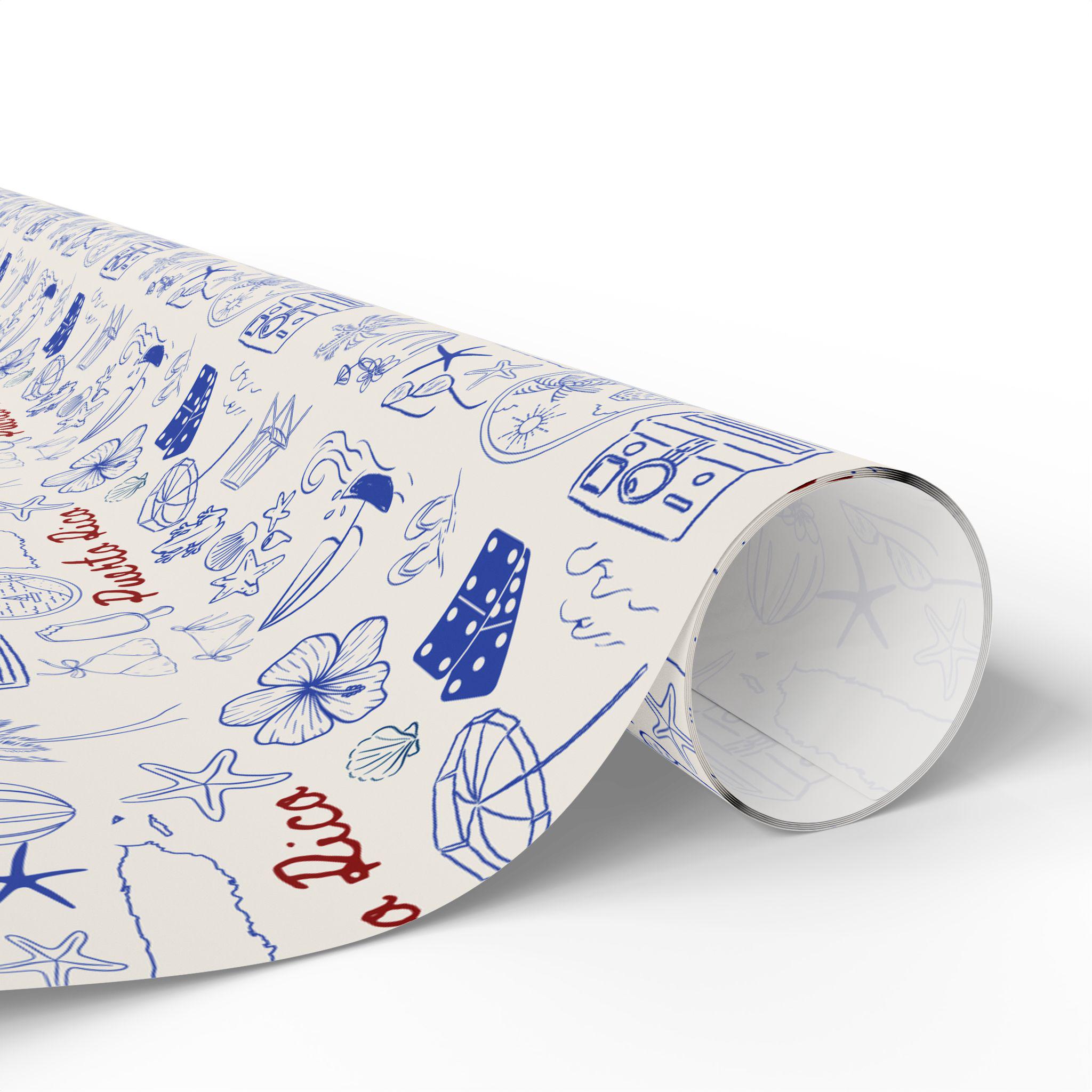 Puerto Rico Gift Wrap: Blue Boricua Wrapping Paper, Caribbean Island ...