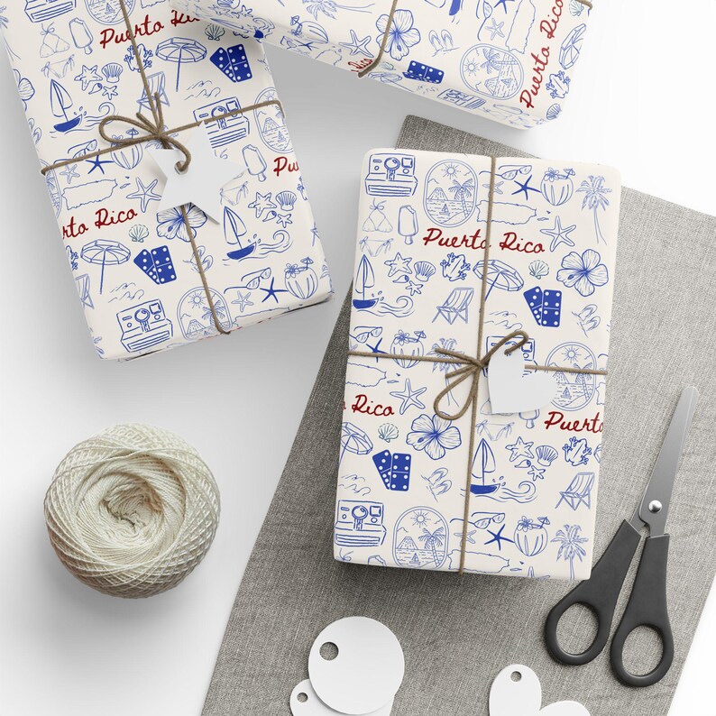 Puerto Rico Gift Wrap: Blue Boricua Wrapping Paper, Caribbean Island ...