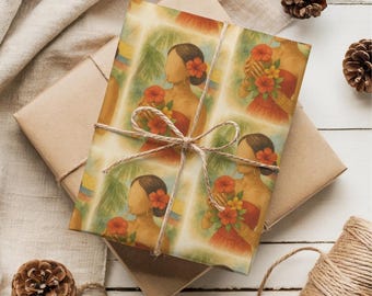 Colombian Gift Wrap, Vintage Colombian Woman Wrapping Paper, Tropical Floral Gift Wrap, Cultural Colombia Paper for Birthdays & Celebrations