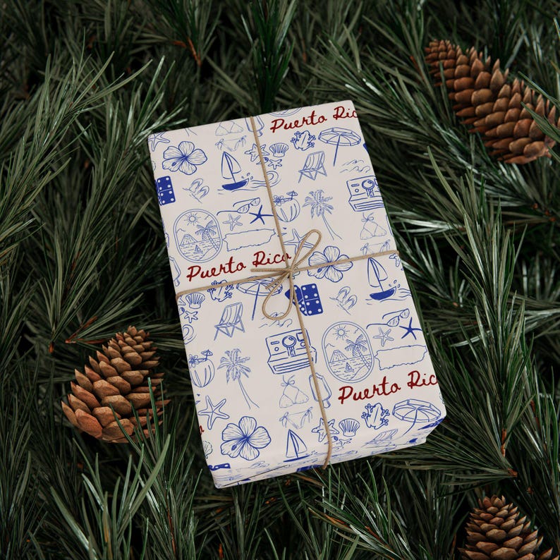 Puerto Rico Gift Wrap: Blue Boricua Wrapping Paper, Caribbean Island ...
