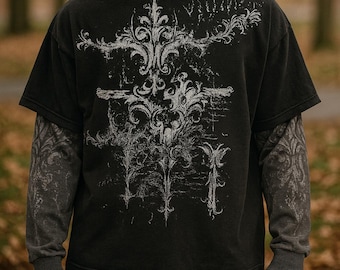 Unisex Y2K Skull Print Long Sleeve T-Shirt, Gothic Oversized Streetwear Top | American Grunge Punk