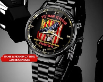 Custom Name Time 1st Logistical Command Vietnam Veteran Business Watch, Military Watch, Military Watches For Men, Fathers Watches