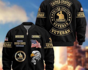 Veterans Jackets Military Bomber Jacket Men Patriotic Jacket Veteran Gifts Veterans Coat Mens Winter Jacket Veteran