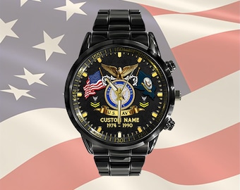 Fuerza Aérea de EE. UU., Ejército de EE. UU., Capitán del Ejército O3 – Armada de EE. UU. Libertad sobre el miedo, Relojes de la Fuerza Aérea de EE. UU. para hombre, Reloj de acero inoxidable negro