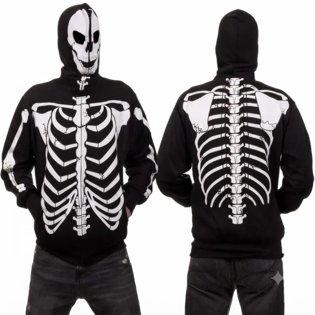 Y2k Grunge Skeleton Skull Zip up Hoodie - Etsy