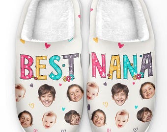 Custom Photo Best Nana EverSlipper - Family Personalized Custom Fluffy Slippers - Gift For Mom, Grandma, Kid's
