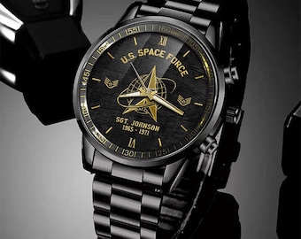US Sp.ace Fo.rce Watch Personalized Name Rank And Year, Watch Military, Veteran Watch, Military Style Watches, Watches For Soldiers