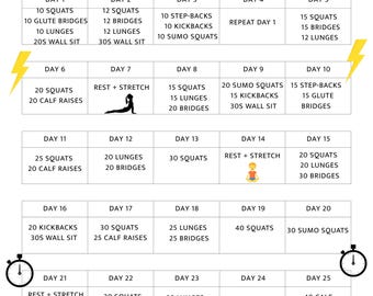 30-Day Legs & Glutes Home Workout Challenge (PDF Planner)