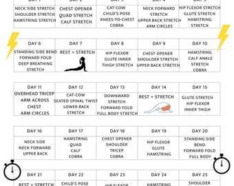 30-Day Stretching Challenge | Printable Fitness Planner (Digital Download)