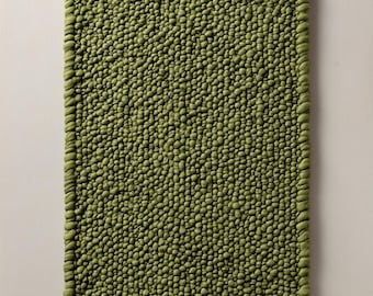 Green Pebble Texture Rug, Chunky Moss Style, Hand-Tufted Carpet, Custom Size