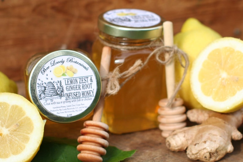 Lemon Ginger Honey Lemon Zest and Ginger Root Infused Honey Etsy