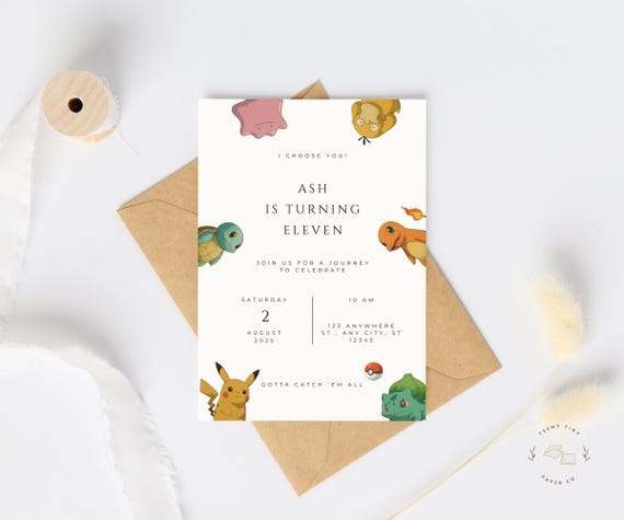 Pokémon Birthday Invitation | Editable Canva Template | Digital Download